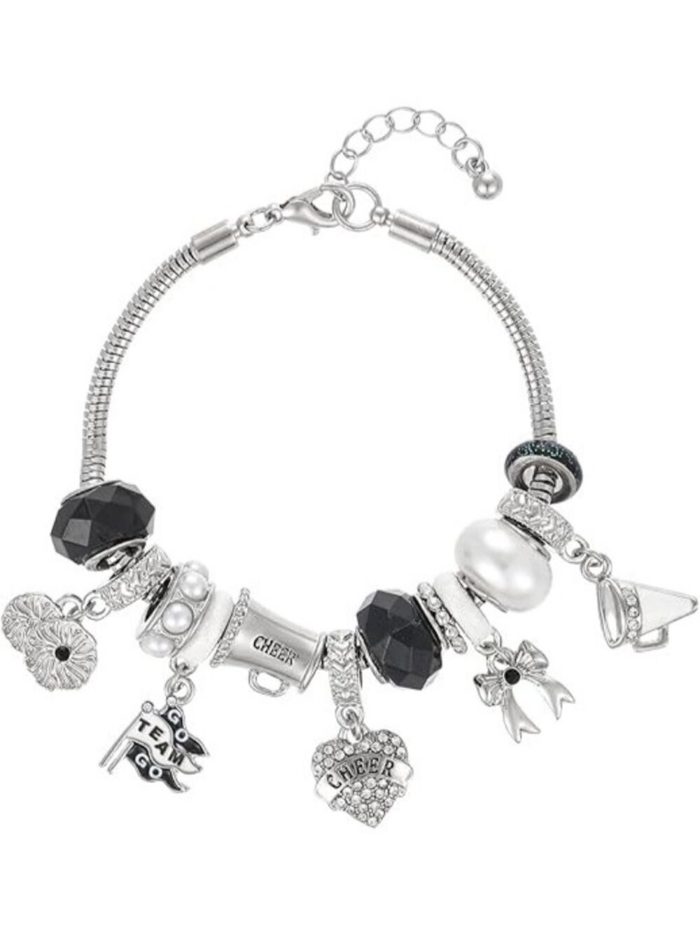 Black Cheer Sport Bracelet Cute Game Day Adjustable Snake Chain Bracelet
